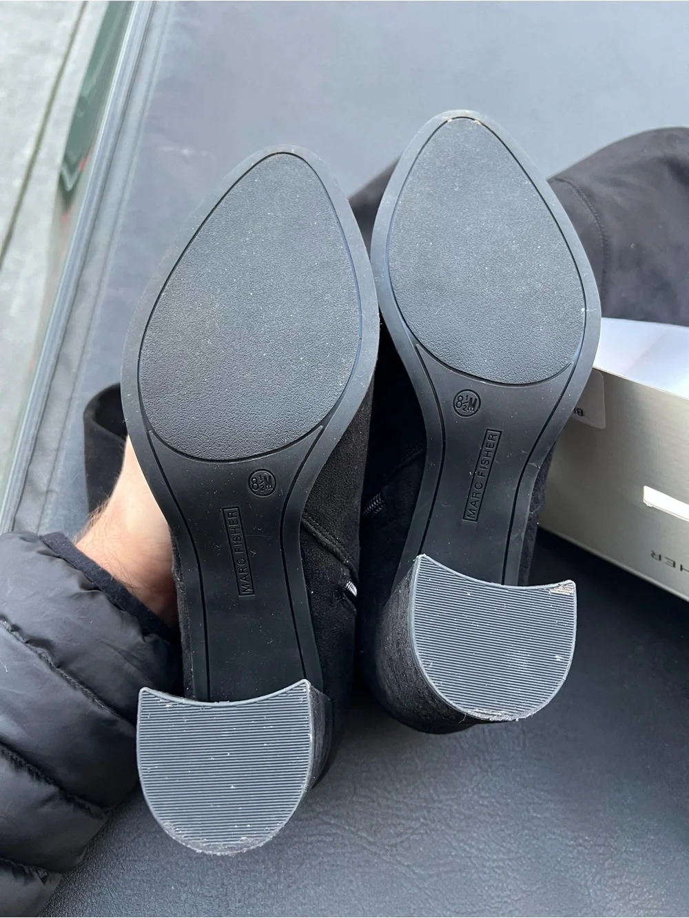 Marc Fisher Black Over-the-Knee Suede Block Heel Boots